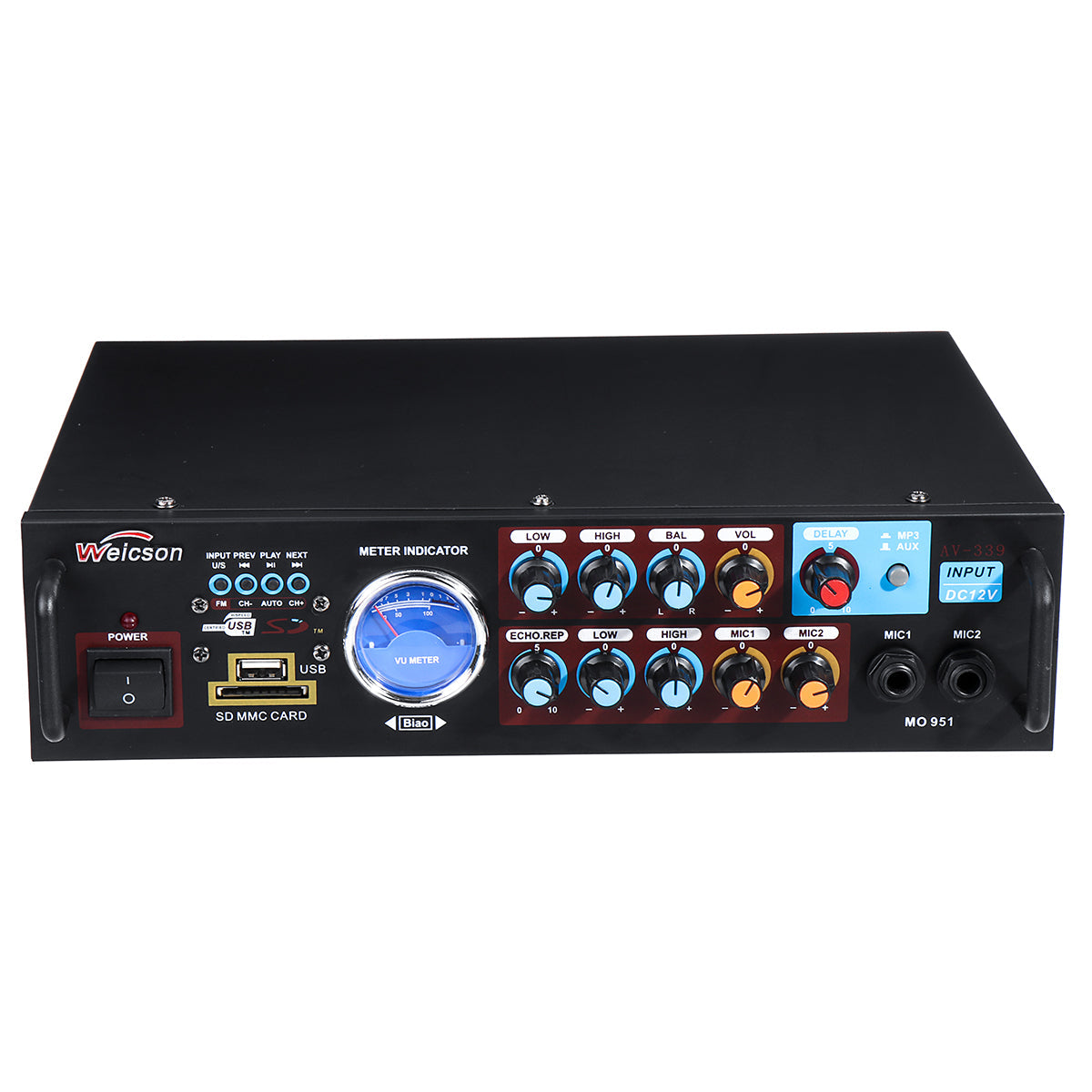 Aileap M150 Sistema de Audio con Amplificador de Motocicleta con AUX, MP3, Radio FM, 4 Pulgadas de Altavoces estéreo Bluetooth Impermeables para Motocicletas ATV UTV RZR (Cromo, Red