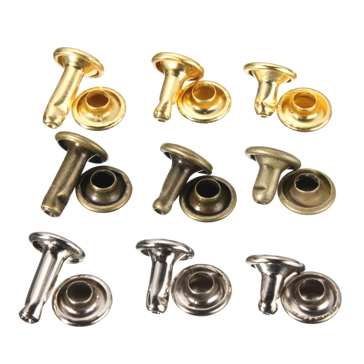 120 Set Lederen Klinknagels Kit Dubbele Cap Klinknagels met 3 Bevestigingsgereedschap voor DIY Lederen Craft, Klinknagels Vervanging, 6mm en 8mm 120 Set Lederen Klinknagels Kit Dubbele Cap Klinknagels met 3 Bevestigingsgereedschap voor DIY Lederen Craft, Klinknagels Vervanging, 6mm en 8mm