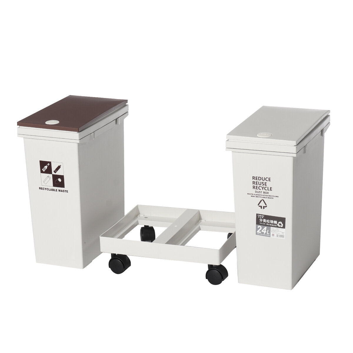 Youngever 2 Stuks 10 L Slanke Vuilnisbak, Herbruikbare Plastic Met Handgrepen Voor Thuiskantoor, Woonkamer, Studeerkamer, Keuken, Badkamer (Zwart