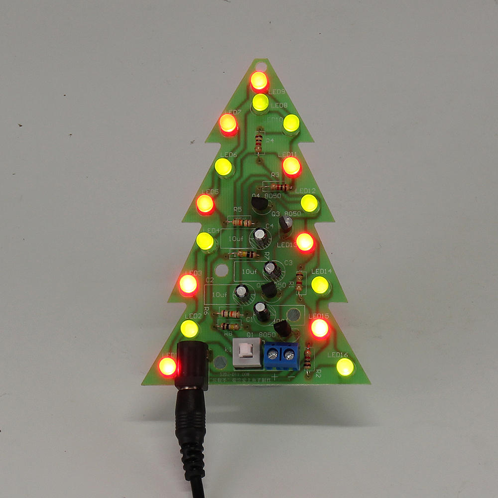 gemonteerd usbkerstboom 16 ledkleurenlicht elektronische pcbdecorat