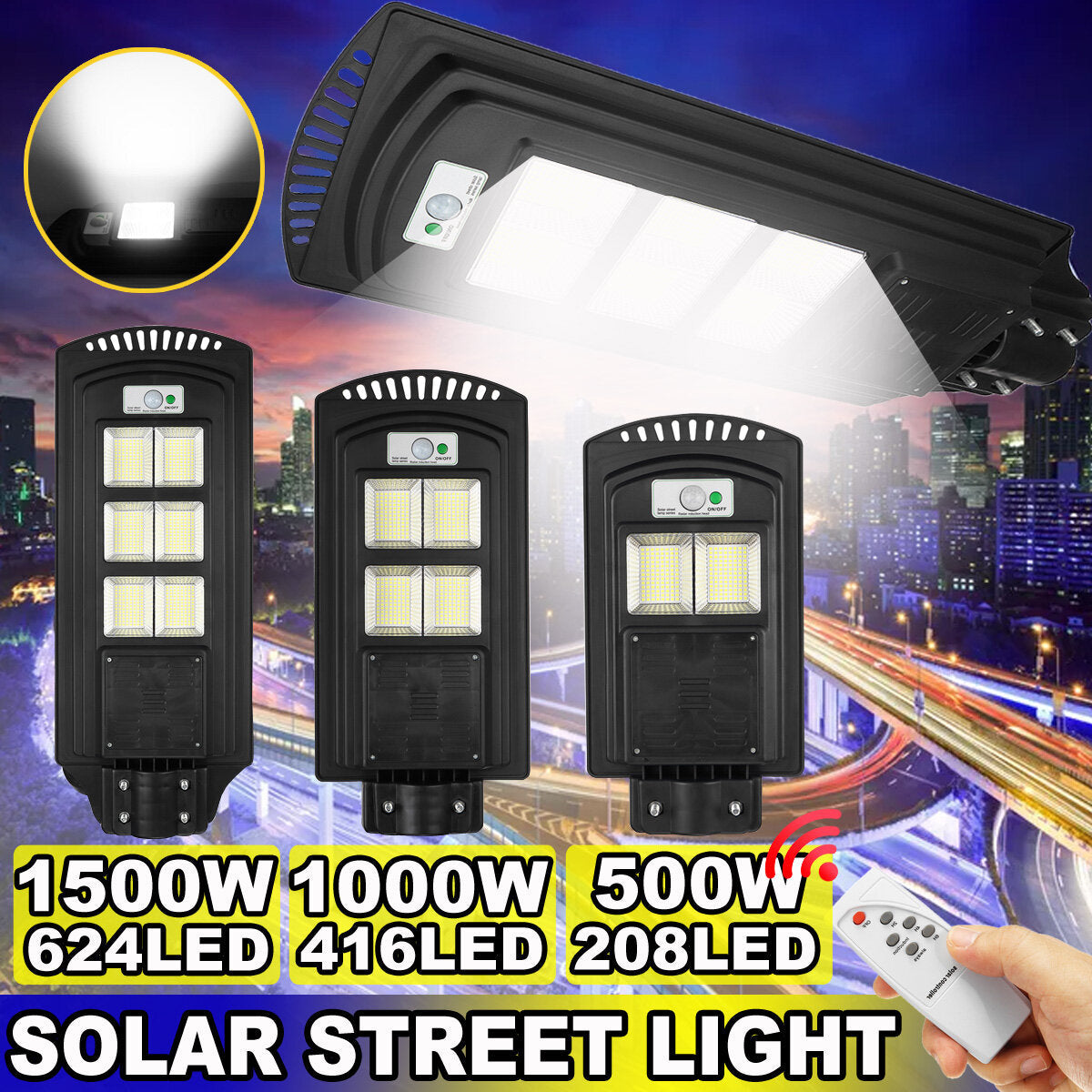 SENDALE Straatlantaarn Op Zonne-energie – 2 Stuks, 200 LEDs, 2000 Lumen, Bewegingssensor (120°), 3 Modi, IP65 Waterdicht & Afstandsbediening – Ideaal Voor Tuin, Oprit & Garage