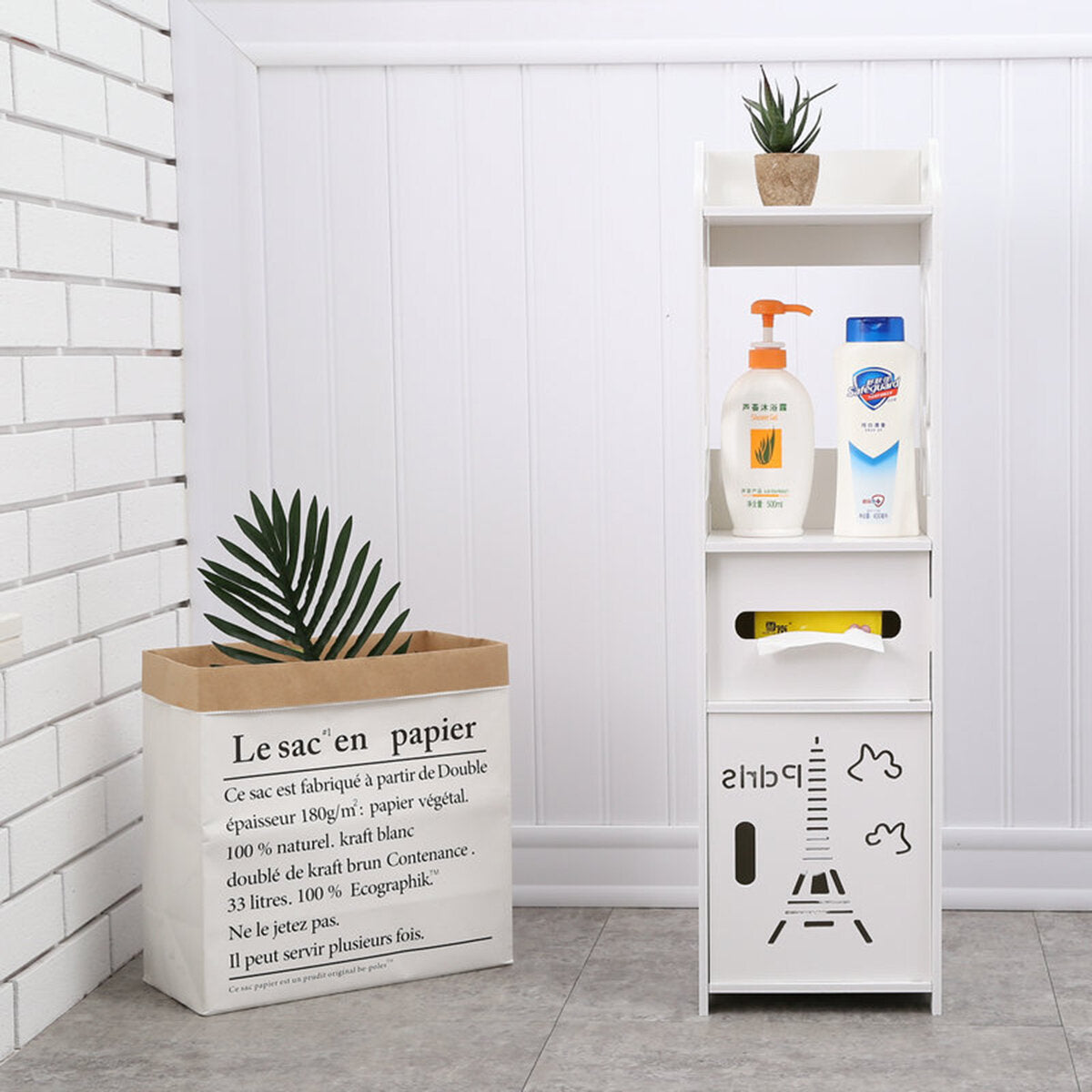 HOMCOM Badkamerkast voor toilet met plank en lade, kast, 34 x HOMCOM Badkamerkast voor toilet met plank en lade, kast, 34 x