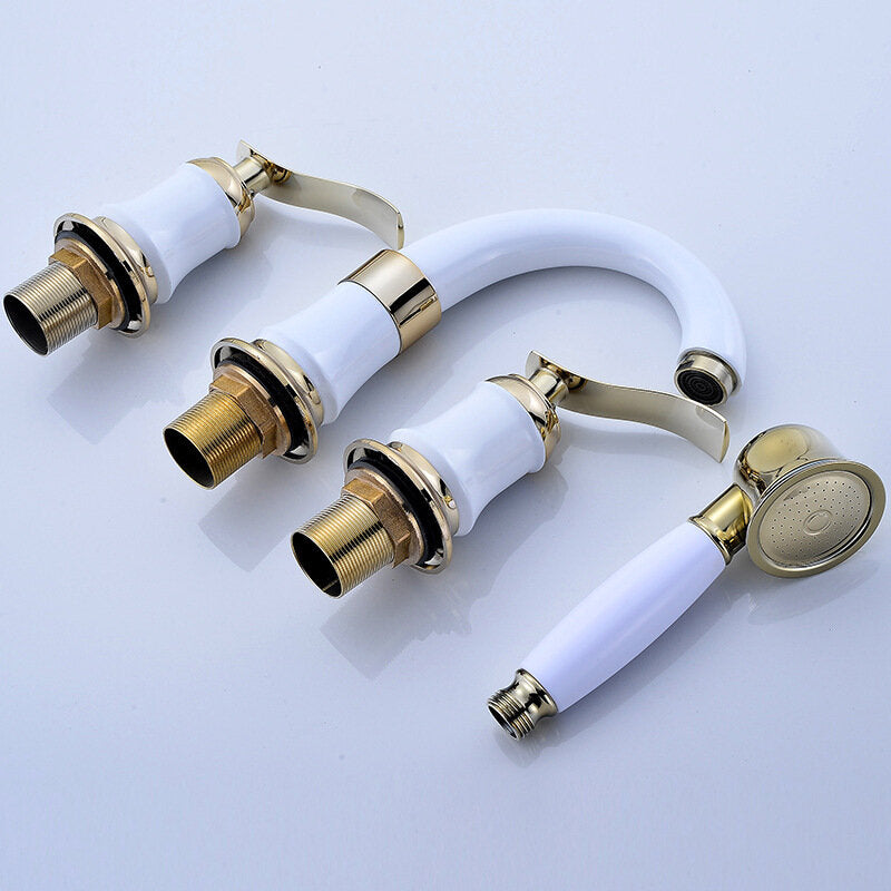 GGStudy Zwarte Badkamer Kraan 2 Handgrepen 3 Gaten Kraan 8 Wijdverspreide Badkamer Wastafel Kraan Tap Mixer Levering Slang Inbegrepen Bijpassende Metalen Pop Up Drain