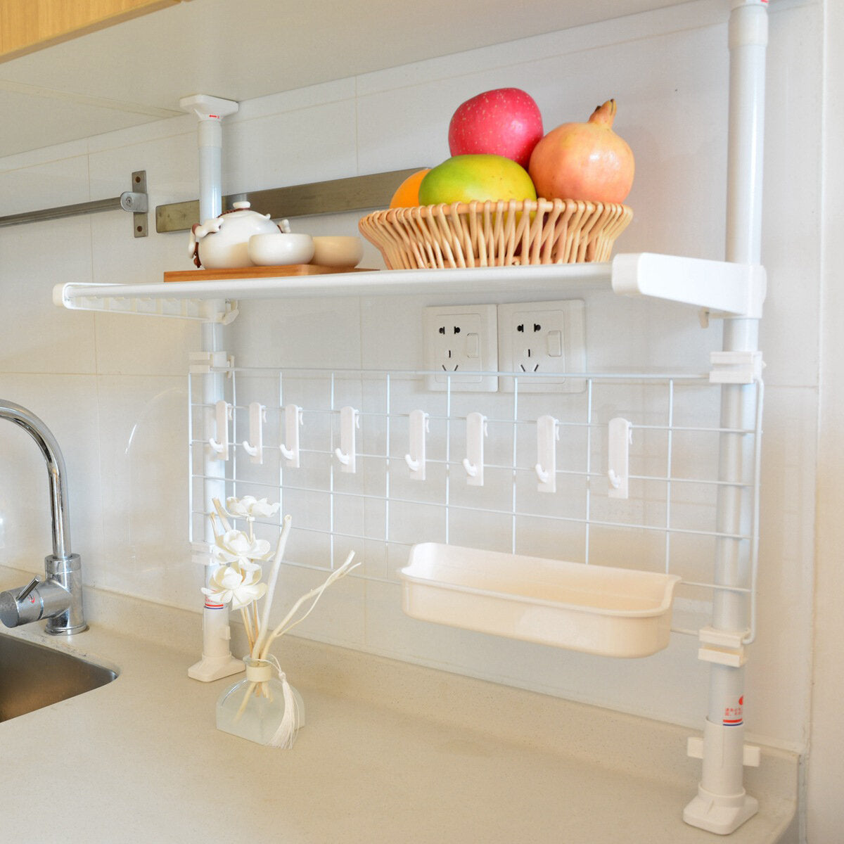 Kast oven magnetron, dubbele laag aluminium ruimte ophanging organizer rek keuken stand oven planken magnetron rek