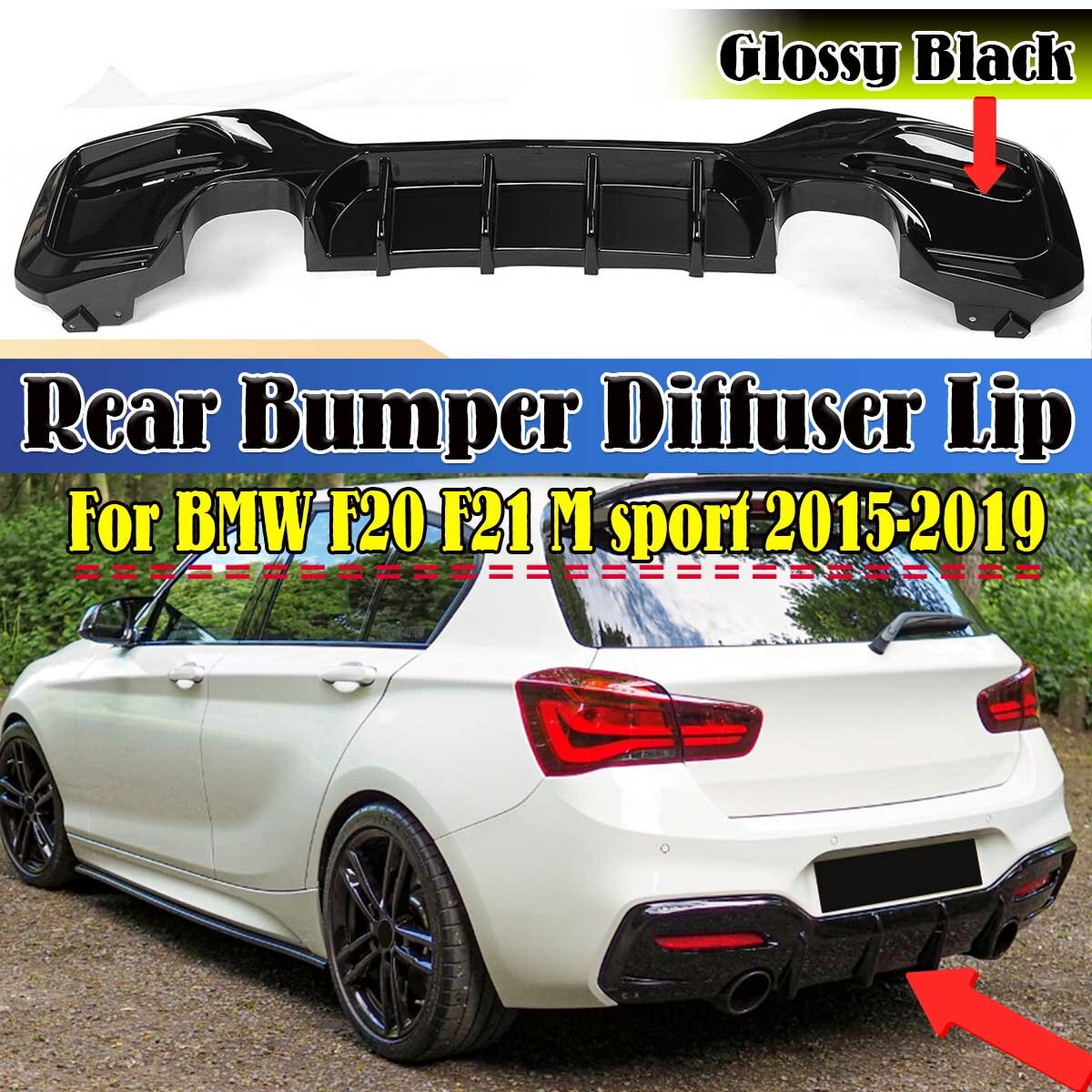 Achterbumper diffuser Sport style Mercedes CLA C117 AMG-Line Glossy