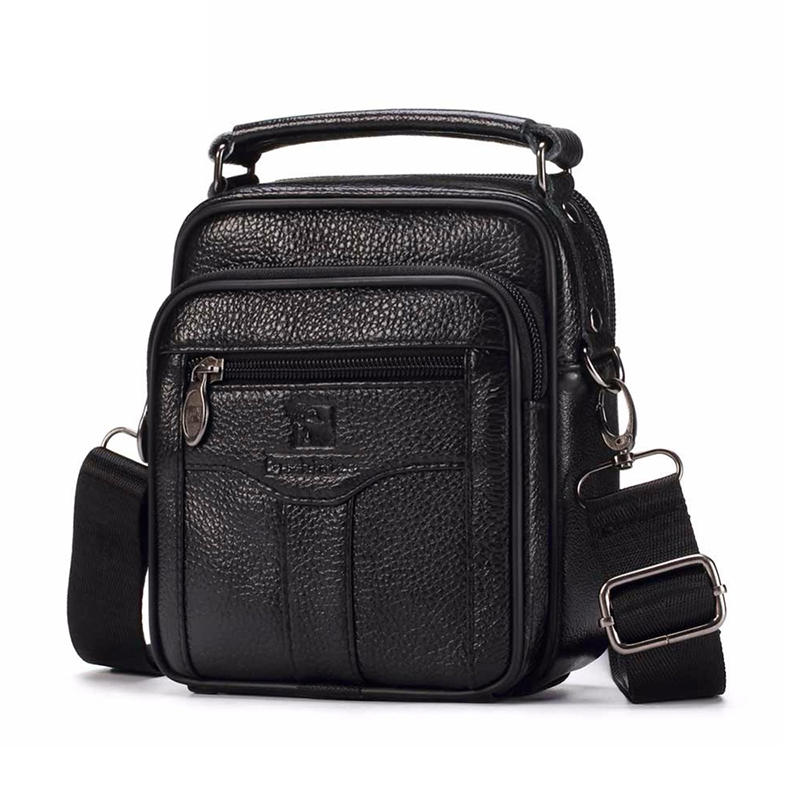 Contacts Echt Leer Mens Mini Messenger Laptop CrossBody Tas Tote Handtas Bruin, bruin, One size