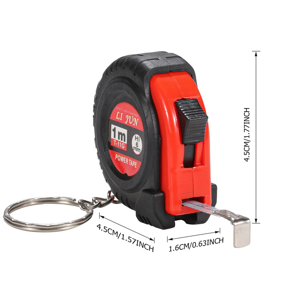 Mini rolmaat sleutelhanger - 1m/T22 - altijd een rolmaatje op zak - met sleutelhanger ring - leuk voor kinderen