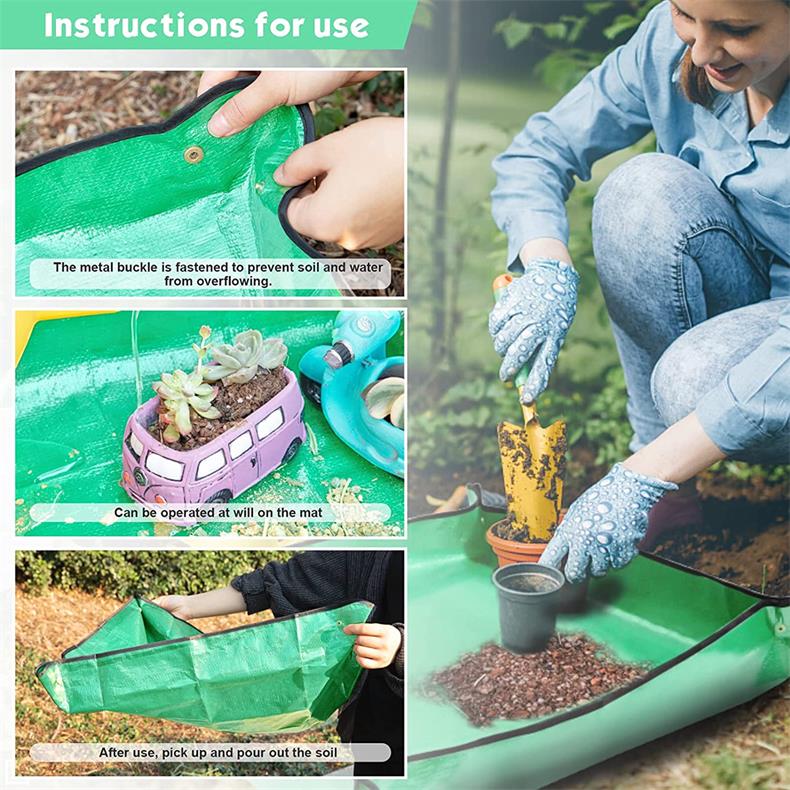 Planten verpot mat - handig tijdens het tuinieren - de lente is in aantocht - tuinier met plezier - geen zooi op de grond, makkelijk opruimen - 66 x 66 cm