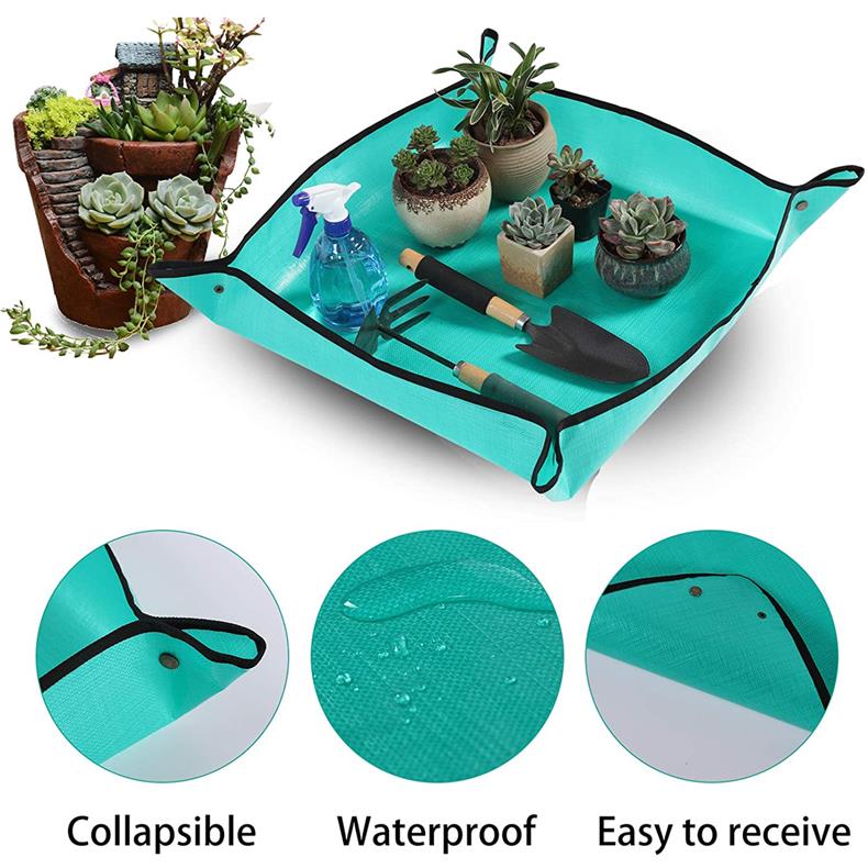 Planten verpot mat - handig tijdens het tuinieren - de lente is in aantocht - tuinier met plezier - geen zooi op de grond, makkelijk opruimen - 66 x 66 cm