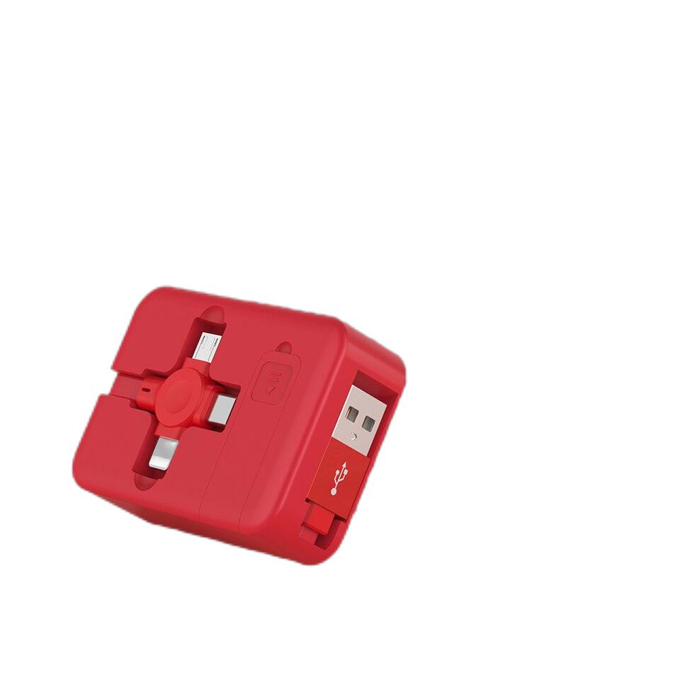 4-in-1 Intrekbare USB-laadkabel - iPhone en Android - Handig intrekbaar ontwerp - Snelle en efficiënte oplading - Universeel - Ingebouwde telefoon stand