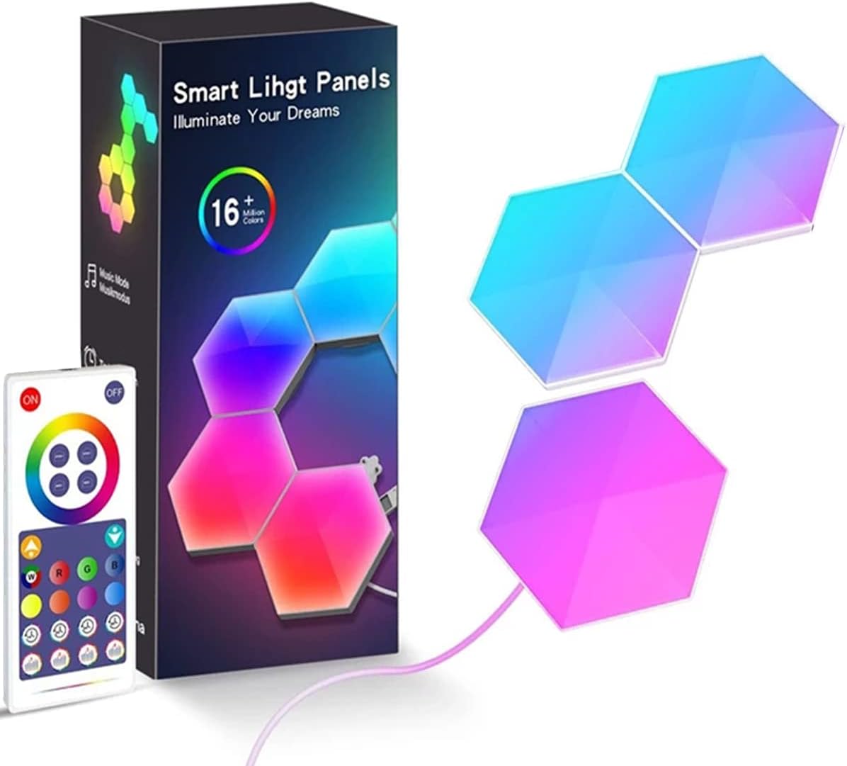 LED Hexagon Licht Panelen - beweegt mee met uw muziek, film en games!  - hexagon wandlamp - app beheer - voor feestjes, gaming, sfeer