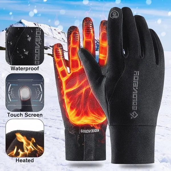 Wind en waterdichte warme handschoen - 2 vingers voor touchscreen telefoon - met antislip op de handpalm