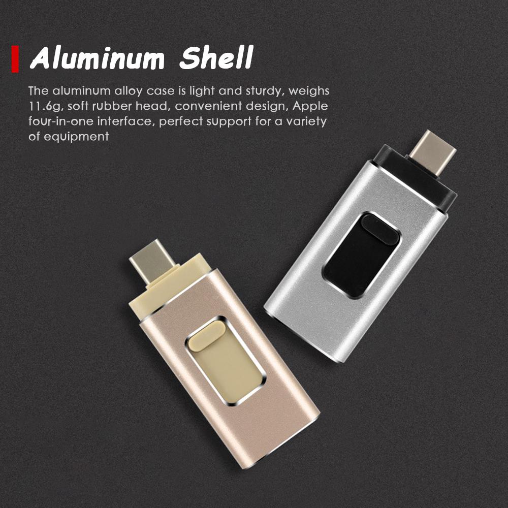 3 In 1 Flashdrive - USB 3.0 + micro USB + lightning - iPhone - Android - tablet - laptop/pc - goud, roze, zwart, zilver - 32Gb/128Gb/512Gb