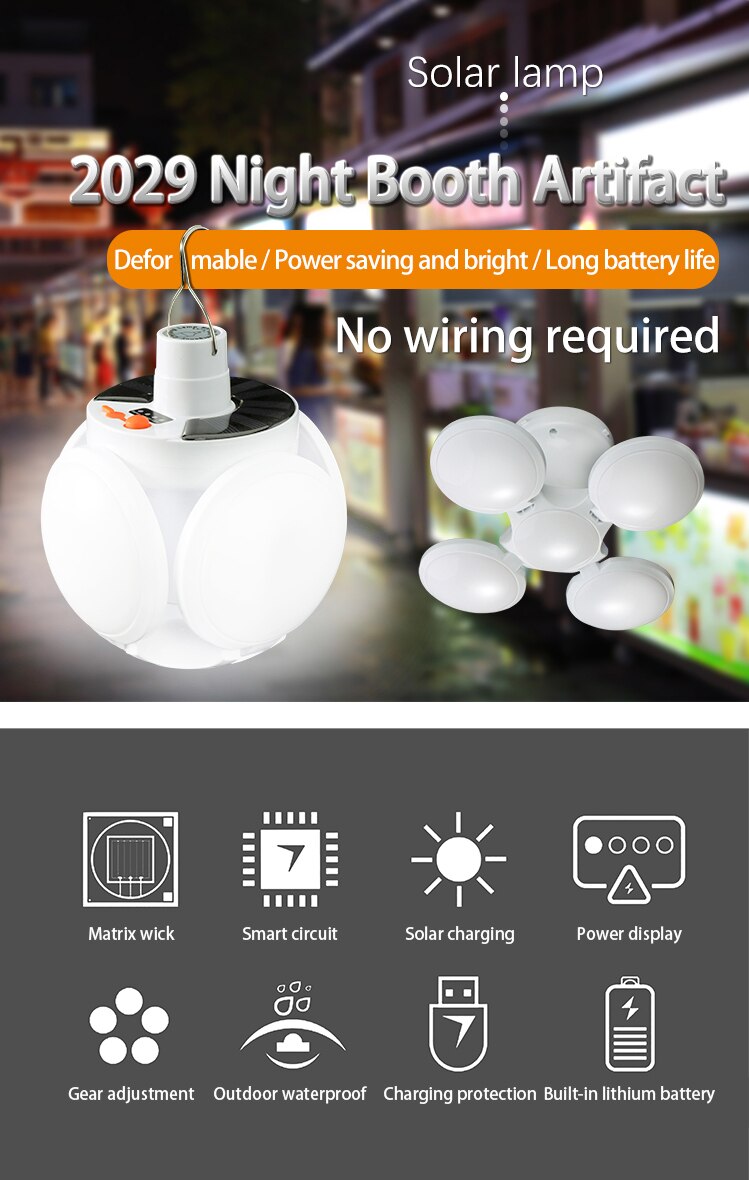 Uitklapbare LED lamp - Outdoor - Opvouwbaar Licht - ingebouwd zonnepaneel - met afstandbediening- Draagbare USB  LED Lamp - Zoeklichten - Camping - Noodlamp