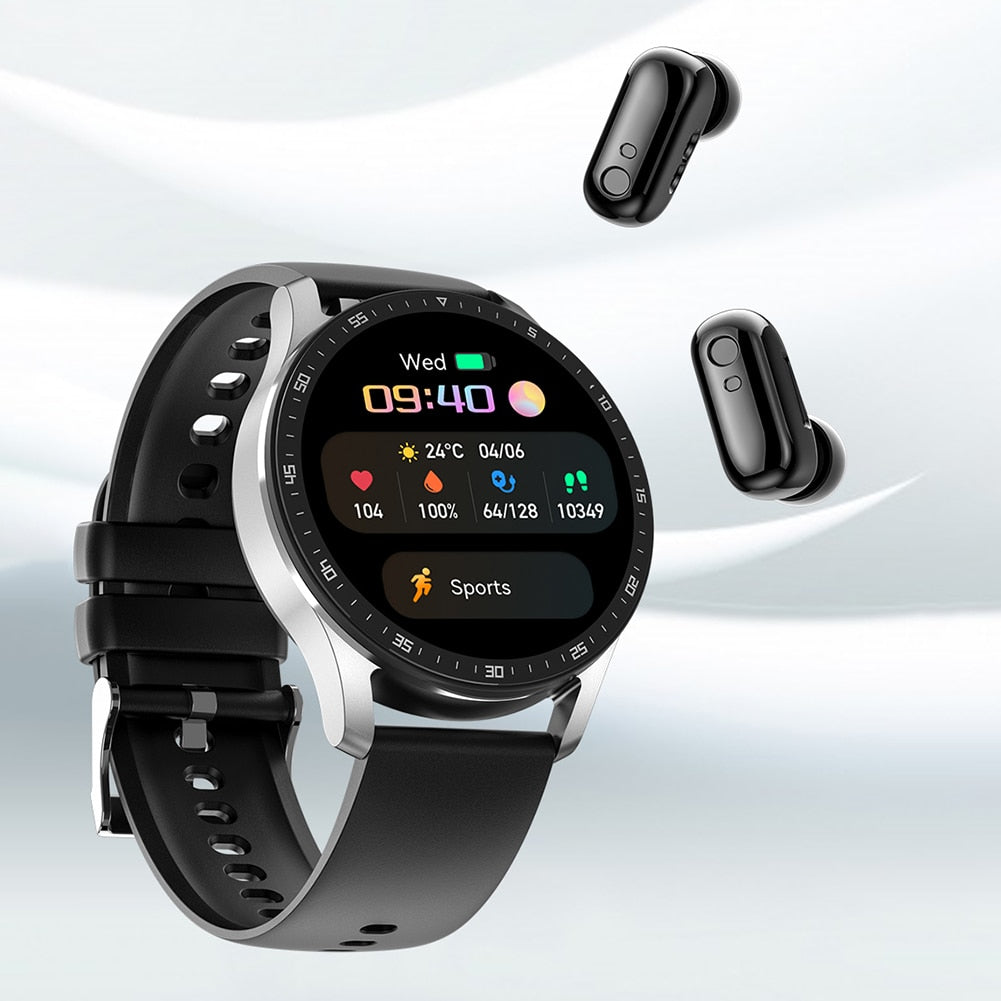 X7 - Sport horloge + ingebouwde oordoppen - smartwatch / activity tracker - TWS Bluetooth In-Ear oordopjes - zwart