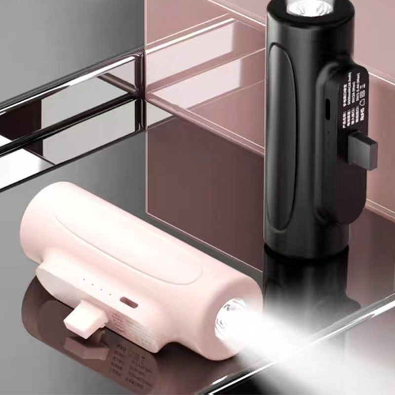 Draadloze mini powerbank met LED lamp - klikt direct handig onder uw telefoon - 5000mAh - Handig en compact, overal uw telefoon opladen - Lightning en USB-C - LED lamp