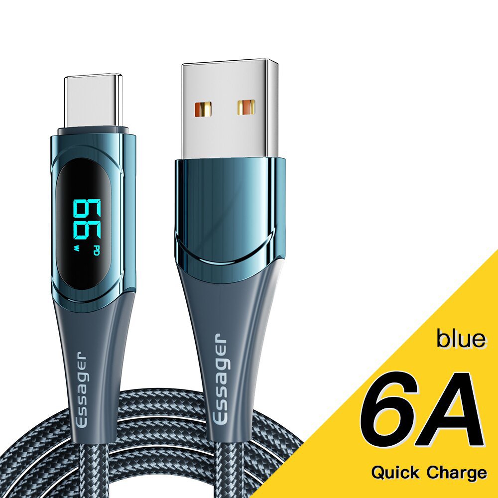USB-C extra lange snel laad kabel met digitale display - gevlochten kabel - 5A 100W 1M/2M - super compatible - digitale data trend