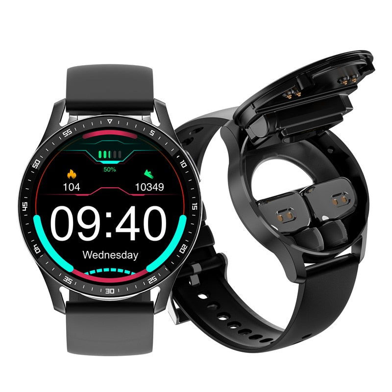 X7 - Sport horloge + ingebouwde oordoppen - smartwatch / activity tracker - TWS Bluetooth In-Ear oordopjes - zwart
