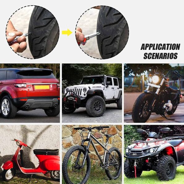 Banden reparatie set – Alle tubeless auto motor en scooterbanden gemakkelijk plakken – 10 of 20 stuks – altijd handig om achter de hand te hebben – voor op reis of thuis in uw garage
