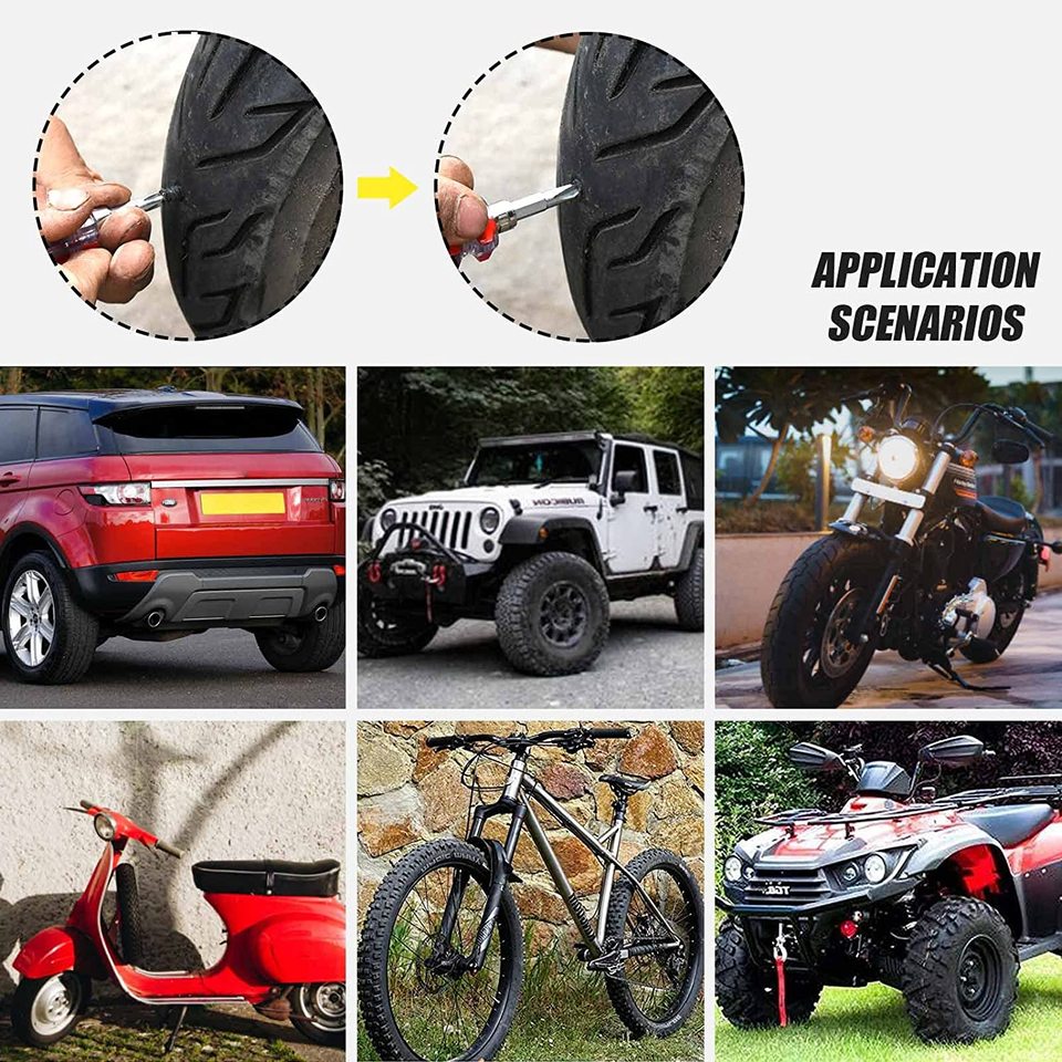 Banden reparatie set - Alle tubeless auto motor en scooterbanden gemakkelijk plakken  - 10 of 20 stuks - altijd handig om achter de hand te hebben - voor op reis of thuis in uw garage