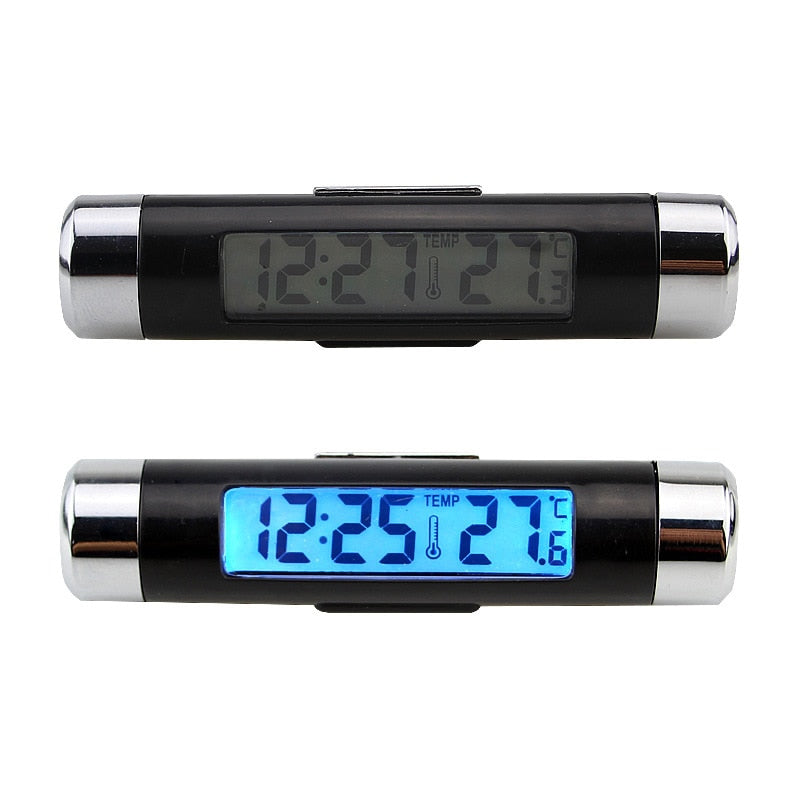 Premium auto klok - LCD klok met temperatuur - auto klokje klein - digitaal - accessories -2 in 1 digitaal autoklokje - auto accessoires
