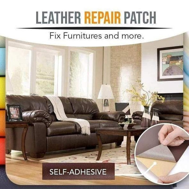 Leer reparatie set -  makkelijk zelf reparaties uitvoeren - in elke kleur beschikbaar -  voor meubels, kleding en alles van leer - 30cm x 25cm - zelfklevende sticker