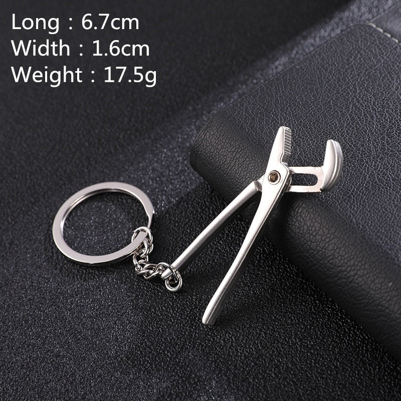 Mini gereedschap sleutelhangers - perfecte cadeau voor elke klusser - zilver - zink legering- verschillende ontwerpen