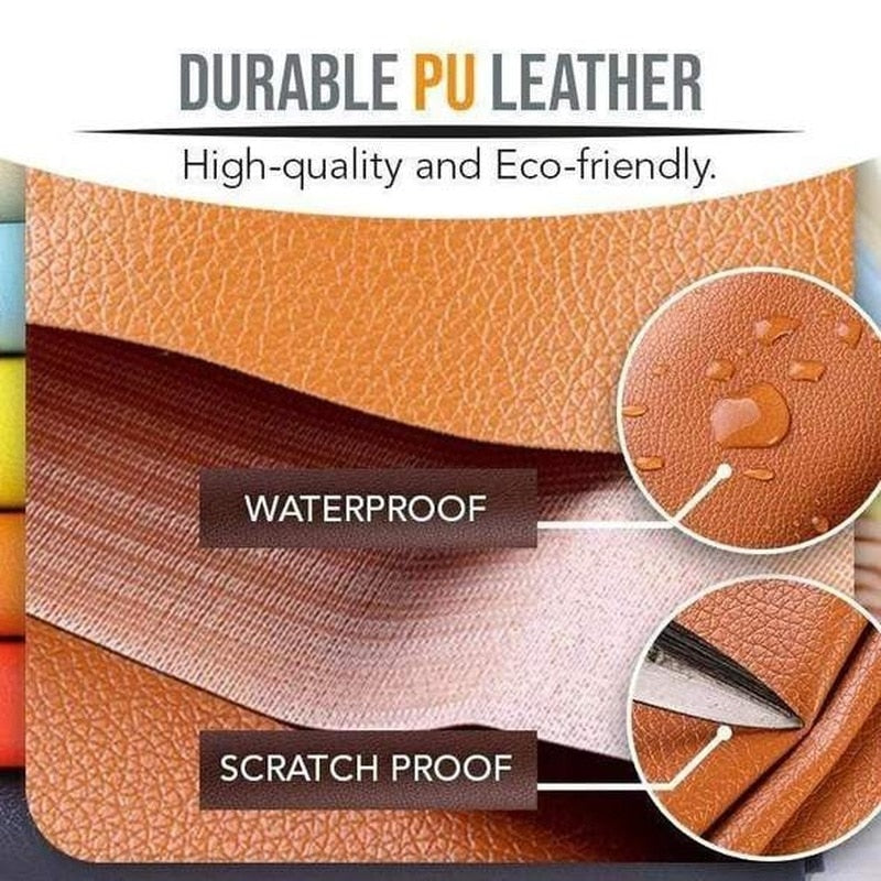 Leer reparatie set -  makkelijk zelf reparaties uitvoeren - in elke kleur beschikbaar -  voor meubels, kleding en alles van leer - 30cm x 25cm - zelfklevende sticker