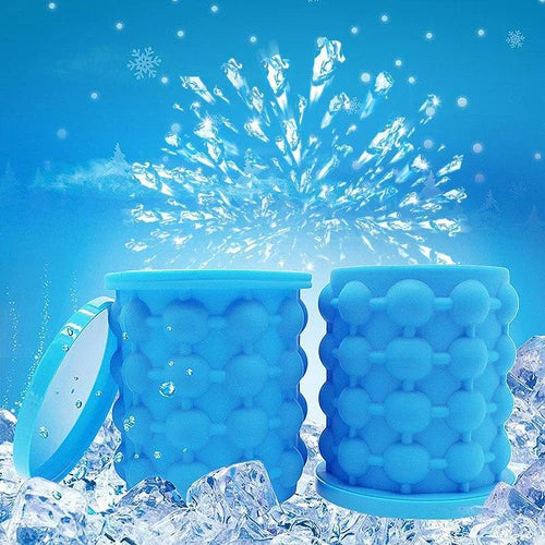 Unieke siliconen ijsblokjes emmer - ruimtebesparend ijsmaker met deksel - cadeautip