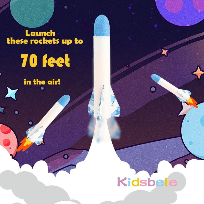 Speelgoed Raket - Inclusief 3 raketjes - Buitenspeelgoed met pomp-traptechnologie - Vlieg tot wel 10 meter de lucht in - Perfect voor kinderfeestjes en buitenspelen