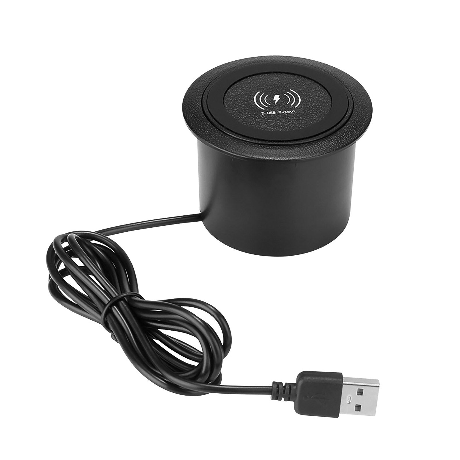 Inbouw magnetische oplader met USB poorten - Valt prachtig weg in uw bureau - 2 USB poorten - QI snellader - 18w