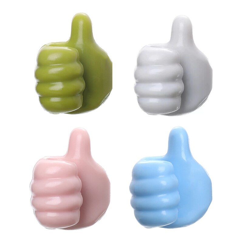 Creatieve duim haakjes - organiseer uw kabels - hang uw sleutels op - handig en hip - set van 4 hand-haakjes - zelfklevend