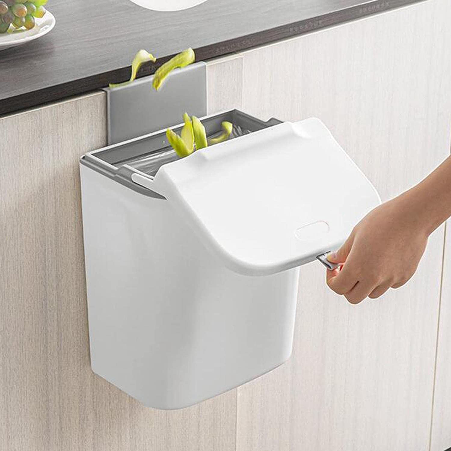 Keuken Caddy - het slimste afval of gft bakje van uw keuken! - met draagbeugel - 7 liter - goed sluitende deksel - geen geur en fruitvliegen - afvalscheiding
