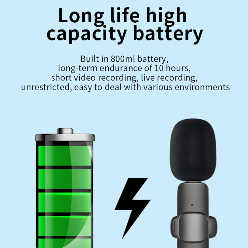 Draadloze microfoon -  iPhone  - Android (usb-C) -  mini microfoon  - Geen APP of Bluetooth nodig - professioneel opnemen - dasspeld microfoon
