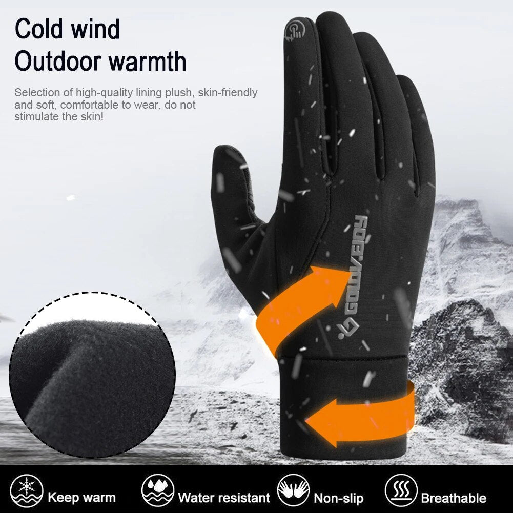 Wind en waterdichte warme handschoen - 2 vingers voor touchscreen telefoon - met antislip op de handpalm