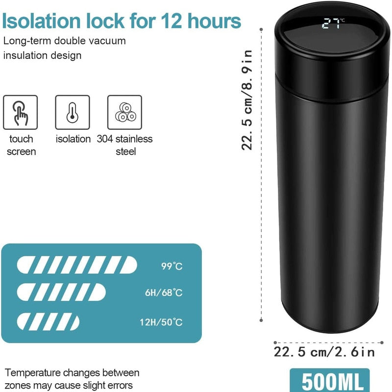 Slimme Thermosfles met LCD temperatuur Display - isolerend kan - cadeau - babyfles- thermosfles - isoleerfles - RVS