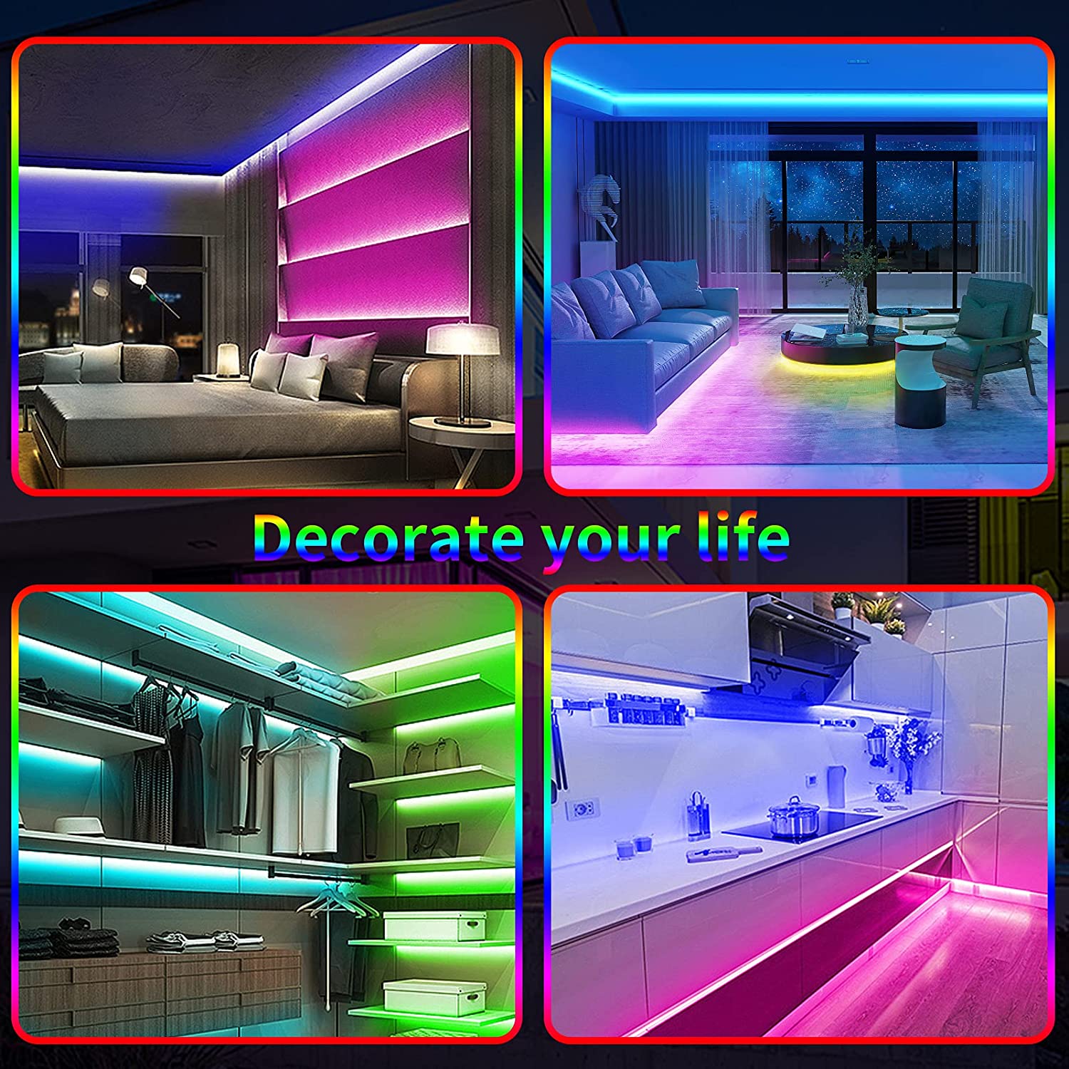 LED RGB strip - lampjes - zelfklevend - bluetooth, verwissel de lichtstand met uw telefoon of afstandbediening  - De mooiste decoratie voor uw huis