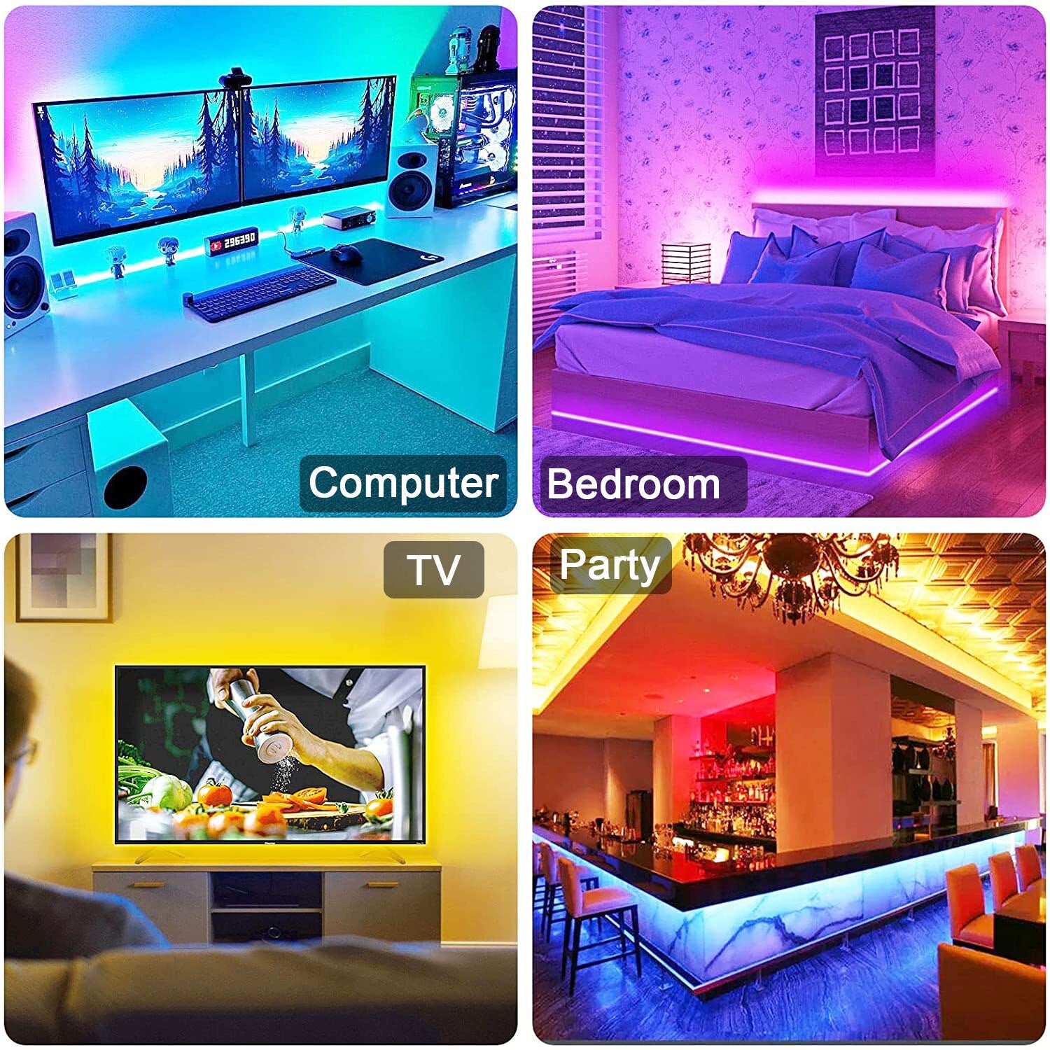 LED RGB strip - lampjes - zelfklevend - bluetooth, verwissel de lichtstand met uw telefoon of afstandbediening  - De mooiste decoratie voor uw huis