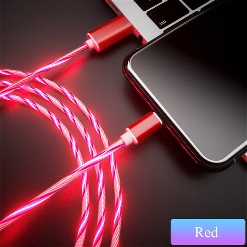 Lichtgevende USB oplaad kabel - voor android en iPhone telefoons - uniek ontwerp en altijd makkelijk te vinden - 4 kleuren - trendy kabel met top specificaties