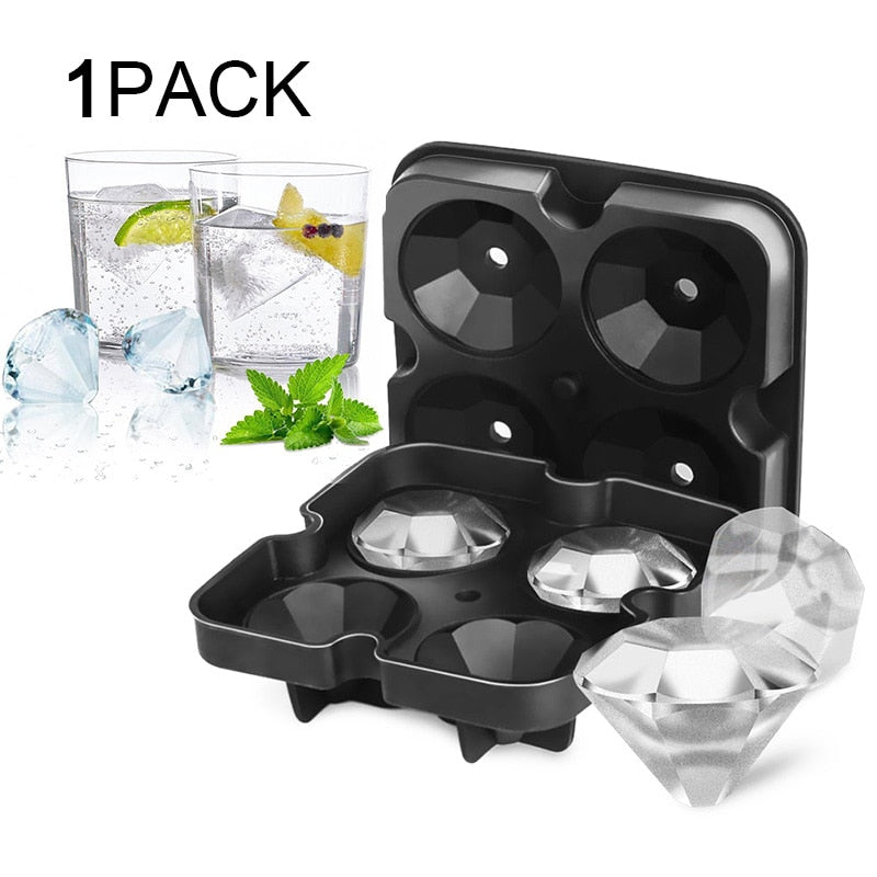 Siliconen IJsblokjesmaker - 4-in-1 Rek - Unieke decoratief element voor feestjes - Diamantvormige IJsblokken - Snelle bevriezing - Flexibel en duurzaam -