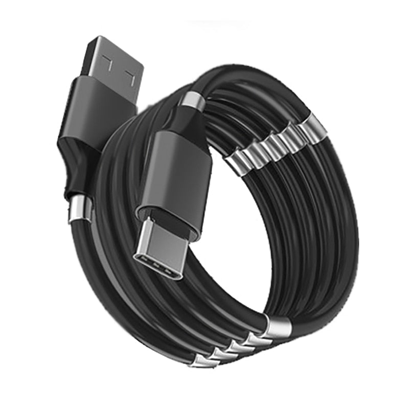 Oplaadkabel USB  - Magnetisch oprolsysteem - nooit meer u kabels in de knoop - fast charge oplaadkabel - snelle data overdracht - USB-C - USB-A - Lightning