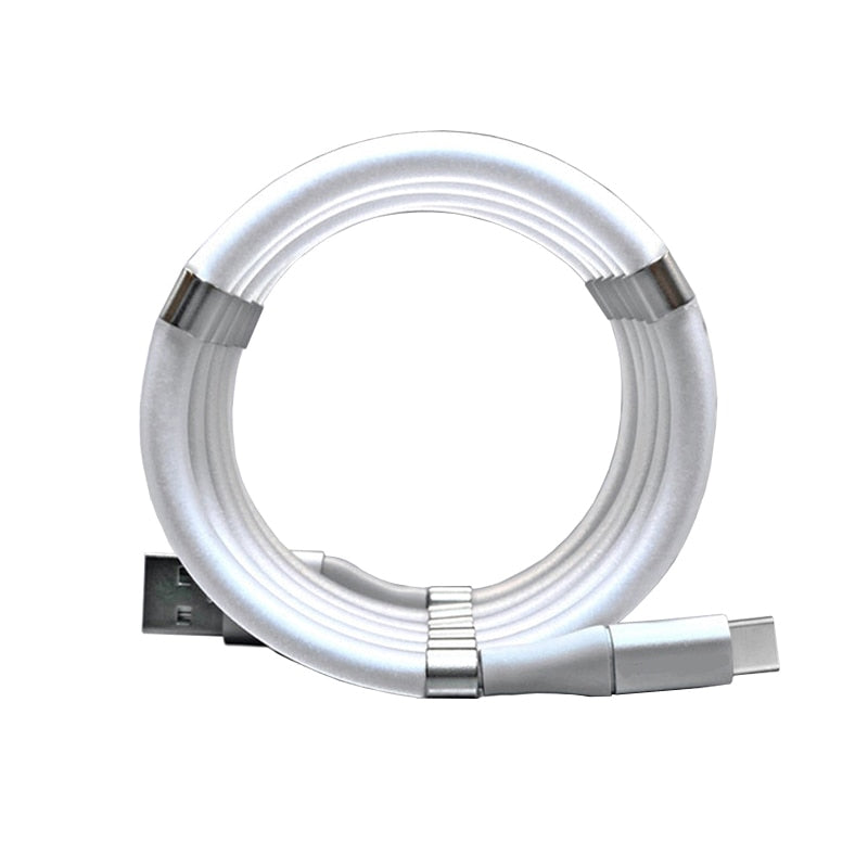 Oplaadkabel USB  - Magnetisch oprolsysteem - nooit meer u kabels in de knoop - fast charge oplaadkabel - snelle data overdracht - USB-C - USB-A - Lightning