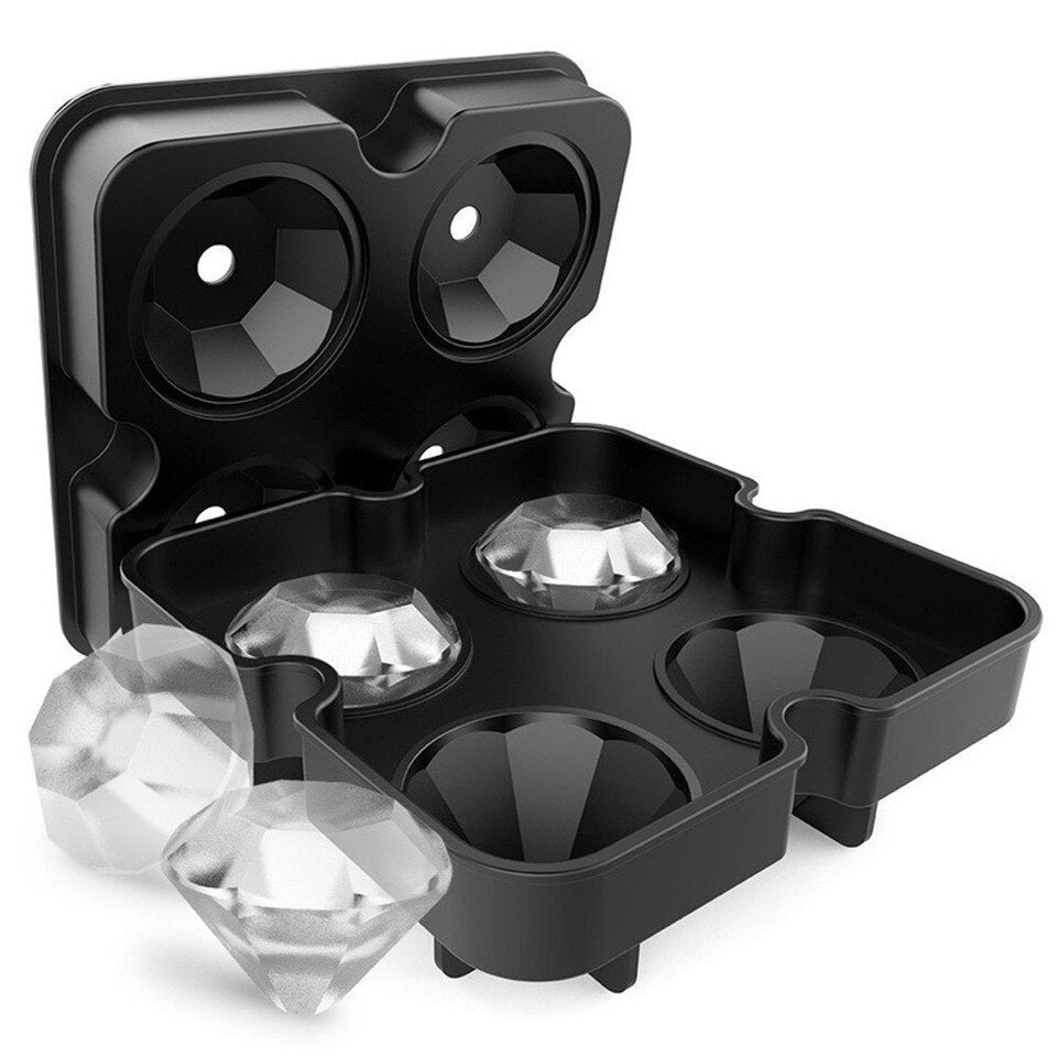 Siliconen IJsblokjesmaker - 4-in-1 Rek - Unieke decoratief element voor feestjes - Diamantvormige IJsblokken - Snelle bevriezing - Flexibel en duurzaam -