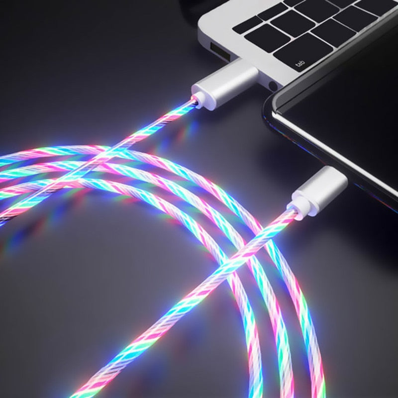 Lichtgevende USB oplaad kabel - voor android en iPhone telefoons - uniek ontwerp en altijd makkelijk te vinden - 4 kleuren - trendy kabel met top specificaties