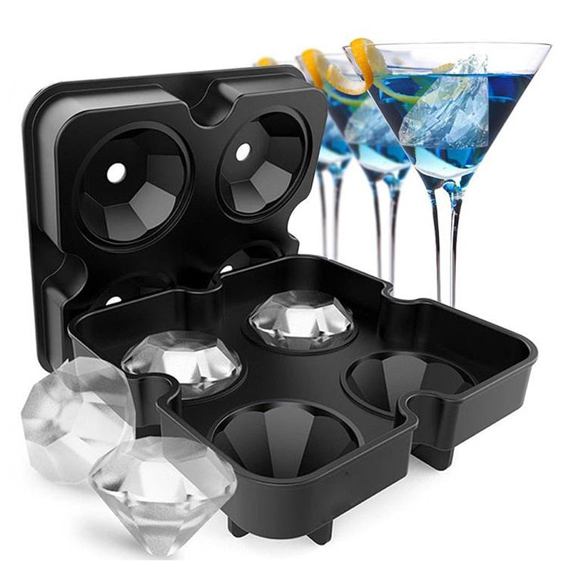 Siliconen IJsblokjesmaker - 4-in-1 Rek - Unieke decoratief element voor feestjes - Diamantvormige IJsblokken - Snelle bevriezing - Flexibel en duurzaam -