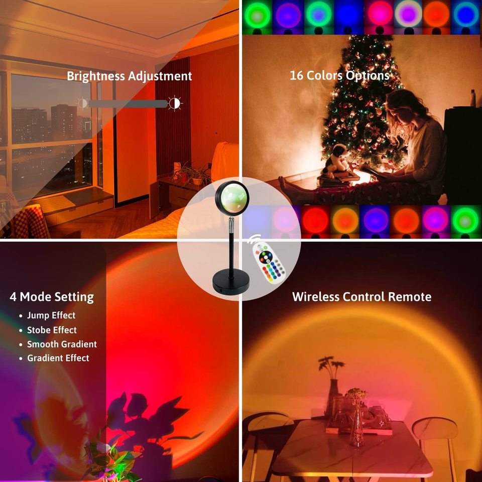 Sunset lamp - sunset, rainbow en andere effecten - sfeerverlichting binnen - zonsondergang lamp - hoogte verstelbaar