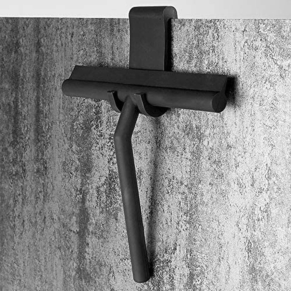 Luxe raamtrekker met ophanghaak - moderne raamtrekker, voor uw trendy badkamer - luxe trekker douche - ophanghaak zonder boren - douche trekker zwart