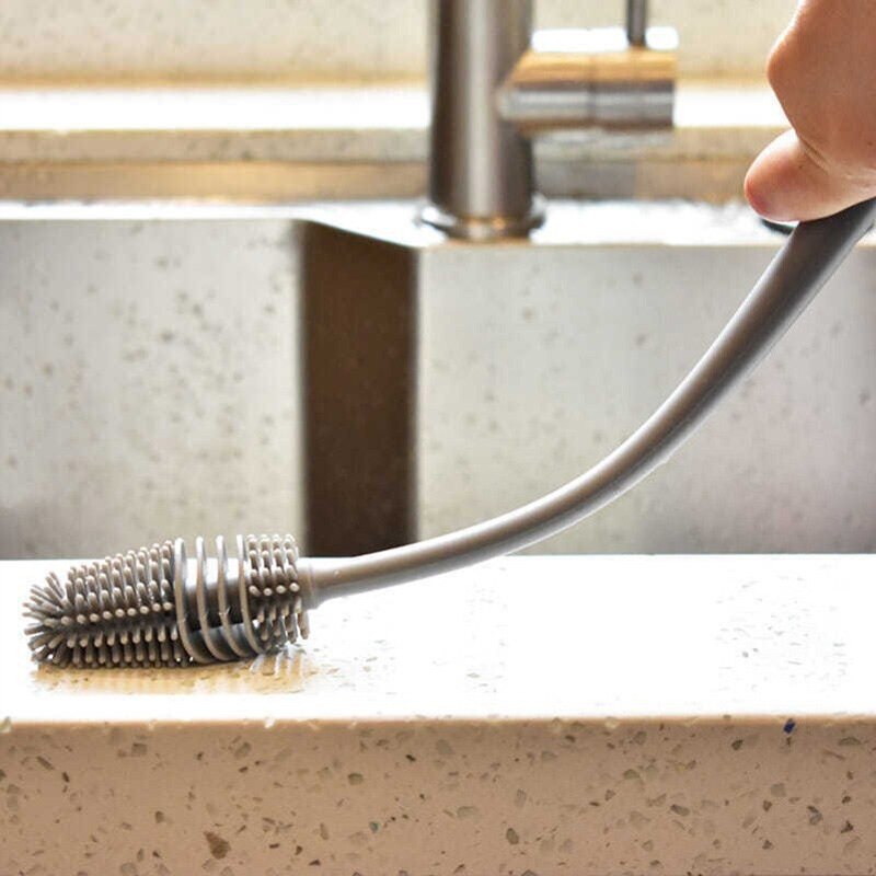 Silliconen afwas borstel - 32cm - gaat extra lang mee! - makkelijk schoon te maken - nooit meer een nieuwe borstel kopen - handig voor potten, pannen, glazen