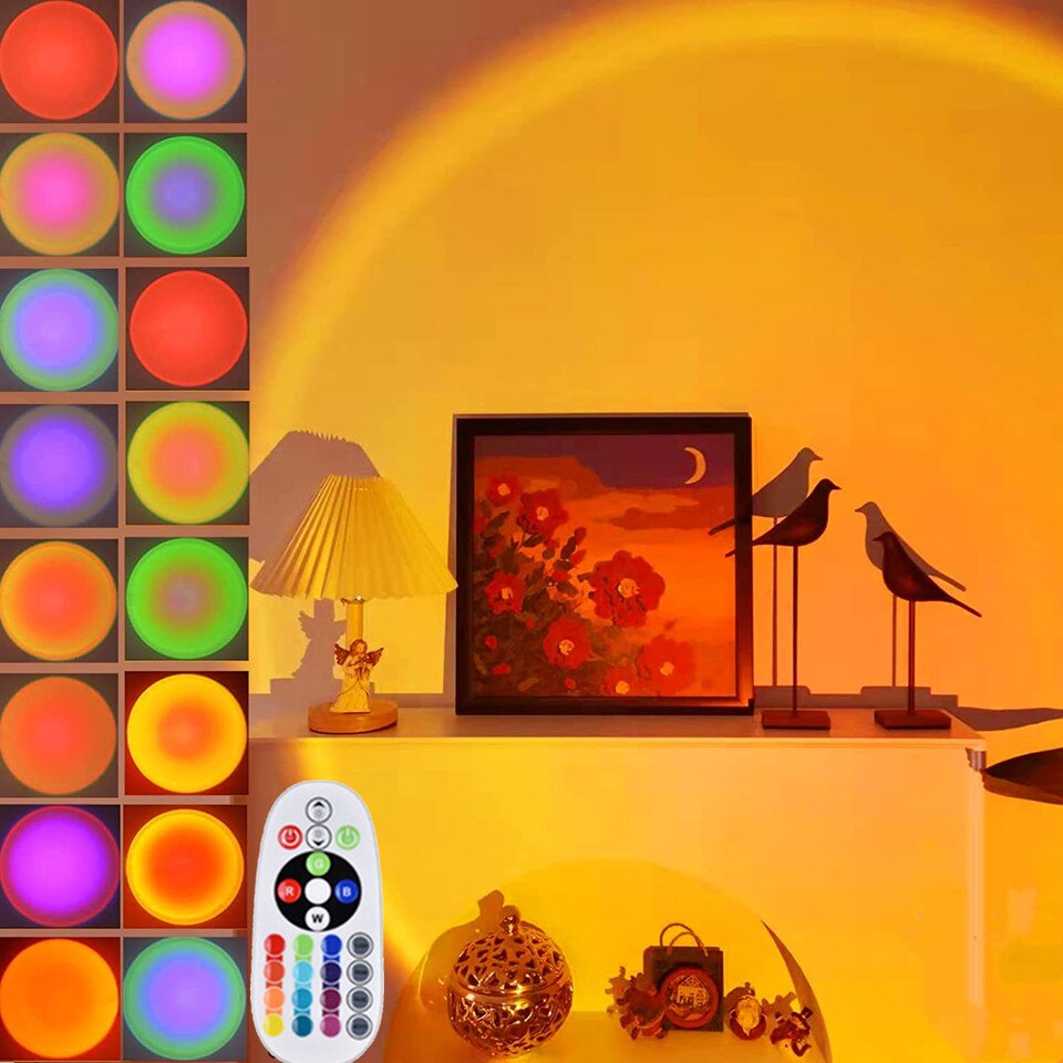 Sunset lamp - sunset, rainbow en andere effecten - sfeerverlichting binnen - zonsondergang lamp - hoogte verstelbaar