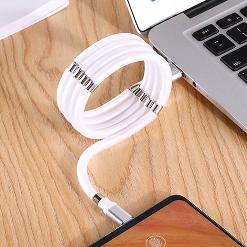 Oplaadkabel USB  - Magnetisch oprolsysteem - nooit meer u kabels in de knoop - fast charge oplaadkabel - snelle data overdracht - USB-C - USB-A - Lightning